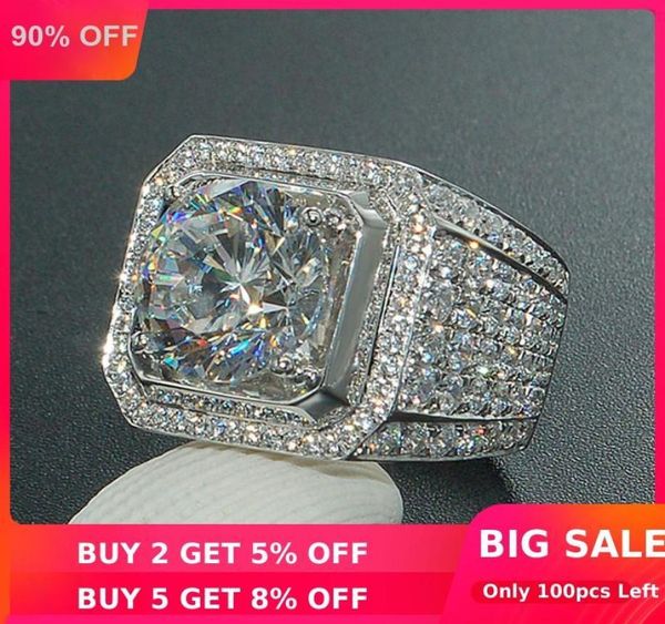

solitaire male 4ct sona diamond ring 925 sterling silver jewelry engagement wedding band rings for men luxury party accessory c0929745133, Golden;silver
