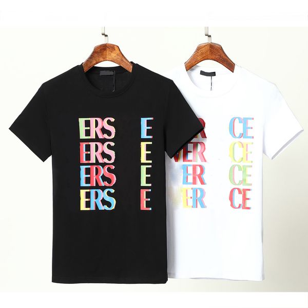 

men's t-shirt black & white red yellow blue gray orange classic alphabet 100% cotton high-quality designer t-shirt women's luxury, White;black