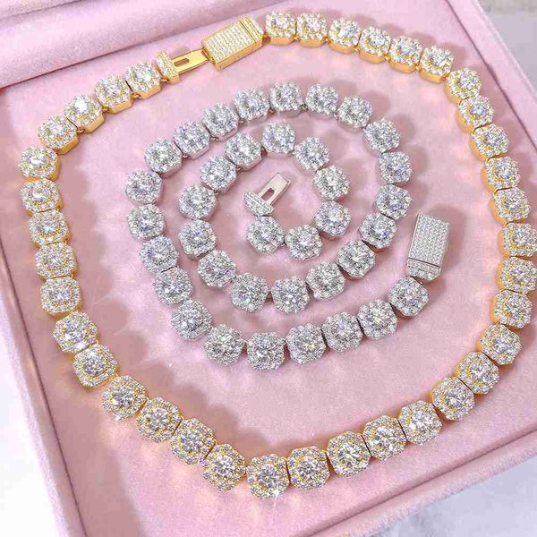 

pass test iced out white d moissanite chain charms choker necklace men women 925 sterling silver diamond link