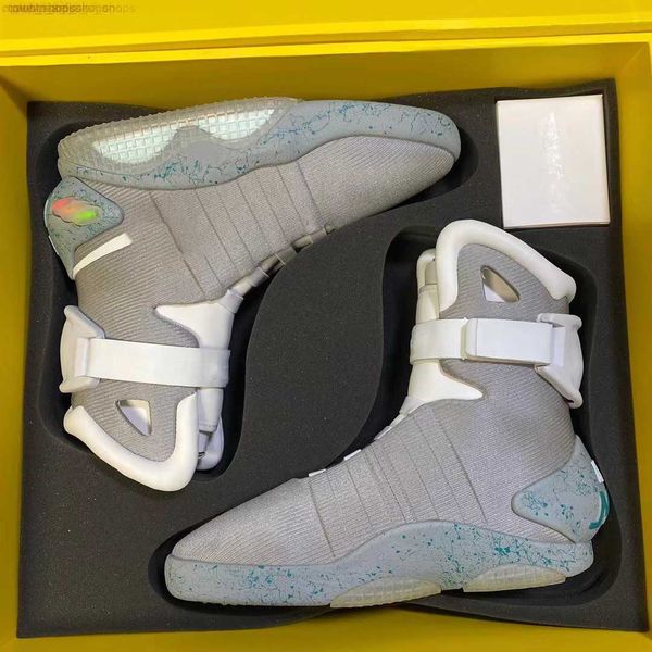 

automatic laces air mag back to the future glow in the dark gray sneakers marty mcfly's led shoes lighting marty mcflys magsboots, Black