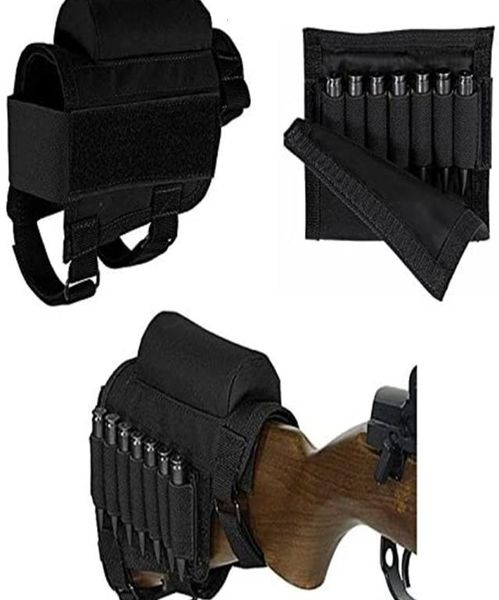 

buttstock hunting shooting tactical cheek rest pad ammo pouch with 7 shells holder6410381
