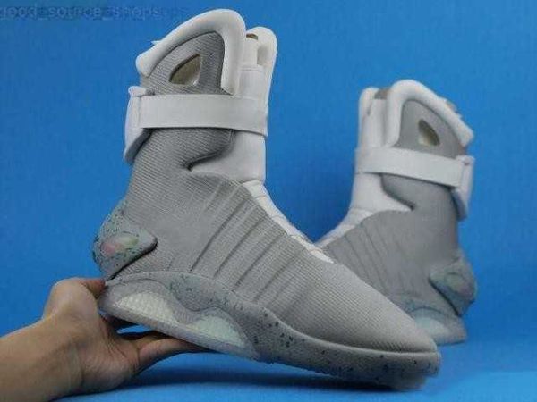 

automatic laces air mag shoes marty mcfly's led light shoes man back to the future glow in the dark gray boots mcflys sneakers with box, Black