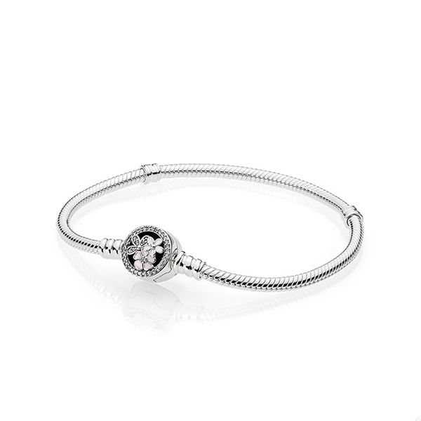 

poetic blooms mixed enamels charm bracelet for pandora 925 sterling silver snake chain bracelets for women girlfriend gift luxury flower bra, Golden;silver
