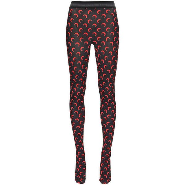 

2023 solid color crescent moon print leggings summer women trousers european and american style chic bodycon outfits s-xl, Black;white