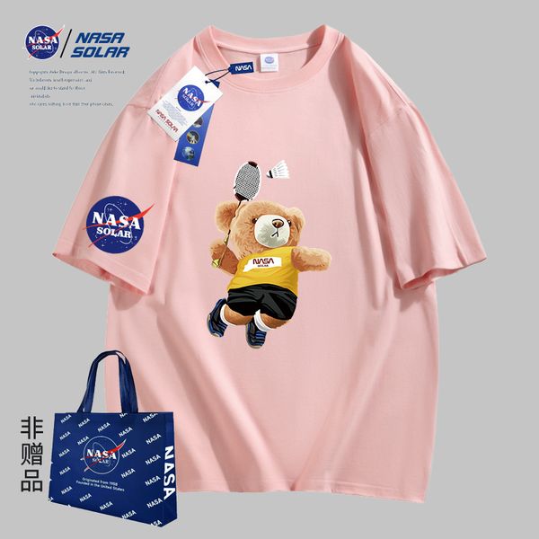 

nasa designer famous mens t shirt pattern print round neck short sleeve black white fashion men women tees nasa t, White;black