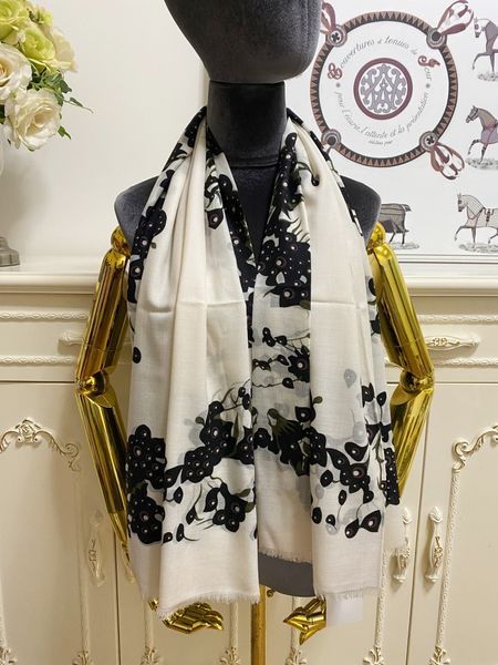 

women's square scarf scarves shawl silk cashmere material thin and soft print flowers pattern size 130cm -130cm, Blue;gray