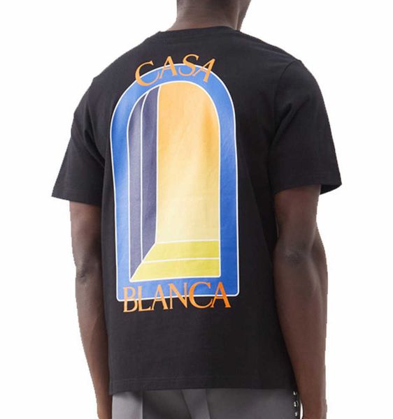 

23ss new casablanca designer t shirt cotton letter print casual loose hawaiian men and women fashion short sleeve tees summer, White;black