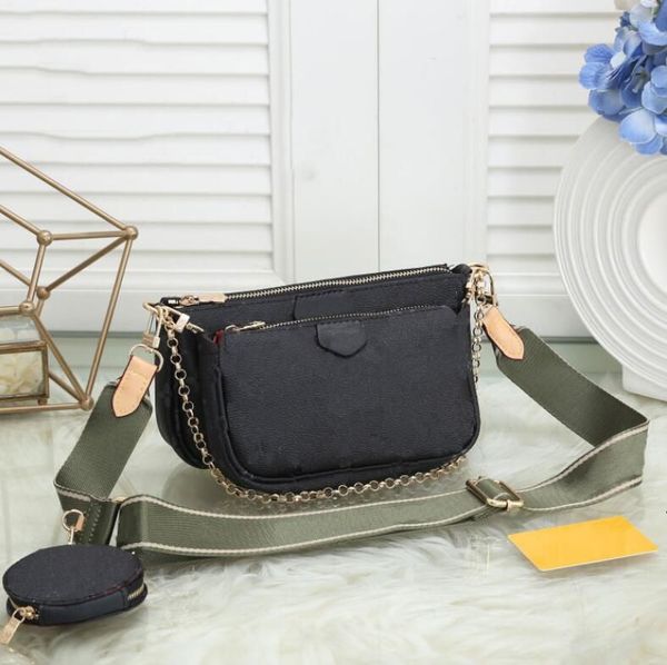 

1 -12022 designer women shoulder bags multi pochette accessoires genuine leather fashion handbags purses flower mini 3pcs 3 piece s klac