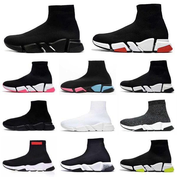 

designers speeds 2.0 v2 casual shoes platform sneaker men women tripler s paris socks boots brand black white blue light ruby graffiti