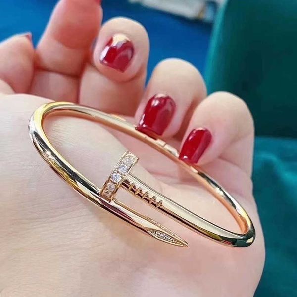 

eller nail bracelet 18k rose gold inlaid diamond style c card ins fashion versatile classic platinum, Black