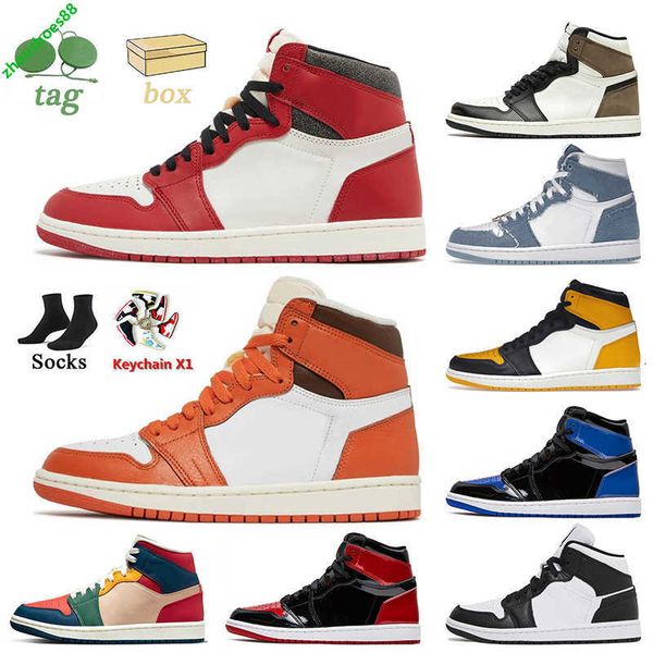

2023 with box jumpman 1 basketball shoes high og lost and found starfish 1s denim patent bred taxi yellow toe dark mocha stealth mid homage