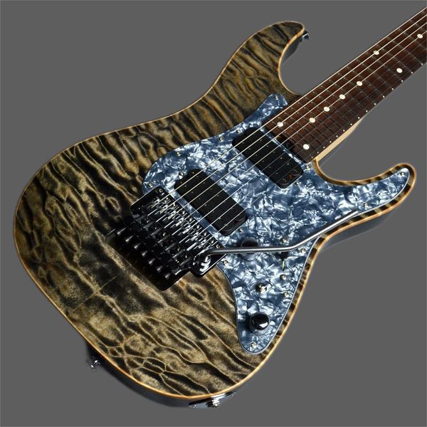 

professional black natural striped electric guitar, custom, brand new