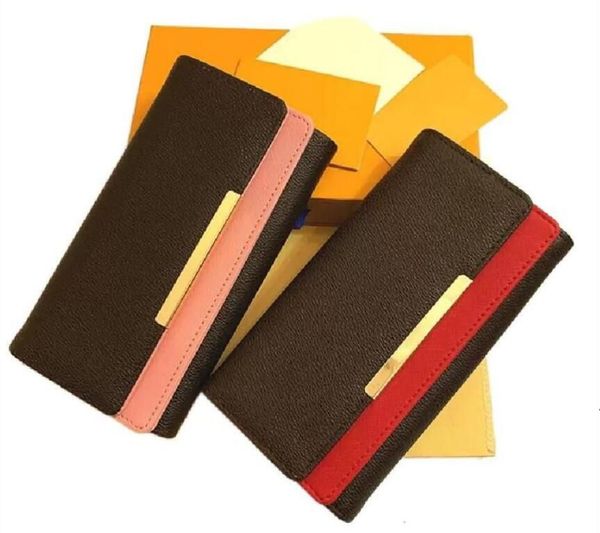 

1 -1wholesale wallets classic women men red and pink bottoms brown flower lady long wallet coin purse card holder original box zipper p xzzp, Red;black