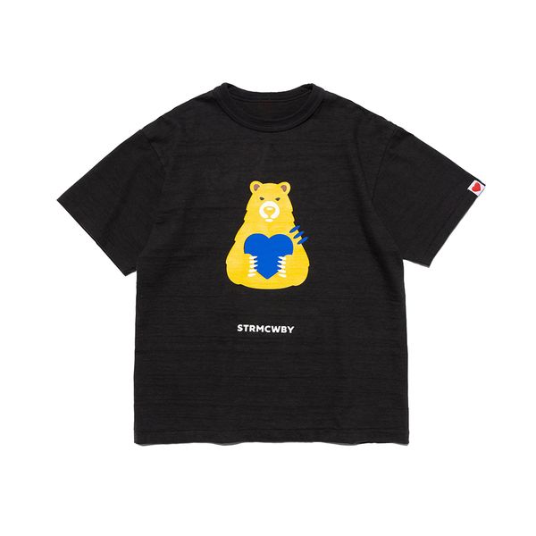 

23ss new woman men's t-shirts simple casual cartoon cute bear loving heart printed bamboo cotton tee summer limited beach high street f, White;black