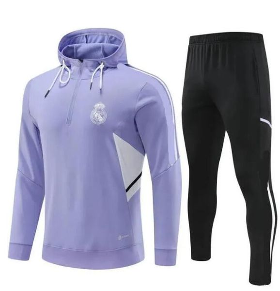 

kids hooded soccer tracksuits sets real madrids tracksuit set 22 23 men and kids football kit chandal futbol survetement madrides training s, Black