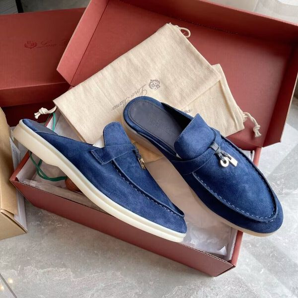 

summer luxury summer charms walk men lp loafers shoes low suede cow leather oxfords flat loro&piana moccasins comfort rubber sole gentleman, Black