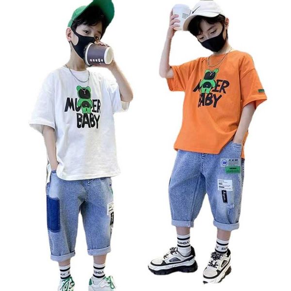 

boy clothes 3-13 years old kids 2t boys 3t outfits 4t summer and ripped denim pants, White