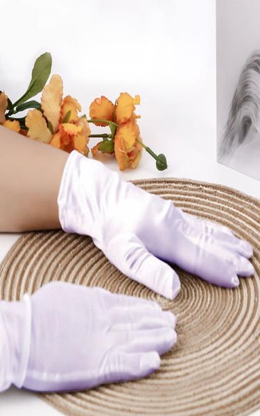 

lady banquet party wedding bridal wrist length short gloves white ivory black red formal gloves3006847