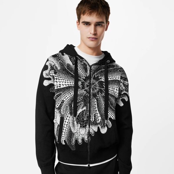 

france paris knitted flowers zip men's hoodies designer luxury fashion high street spring autumn women cotton zipper casual sweatshirts, Black