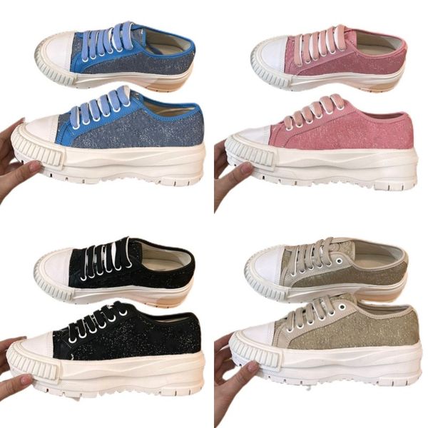 

running shoes designer sneakers canvas low casual shoes blue pink black multicolour outdoor shoes thick bottom lace-up letter old flower sel