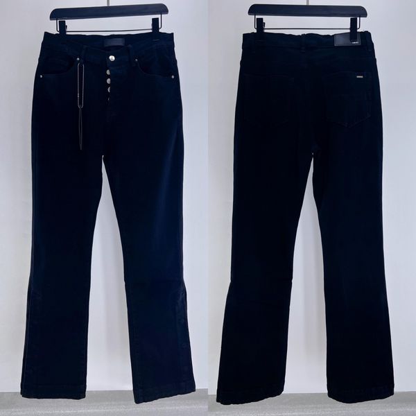 

2023 mens jean pants black straight-leg pants high street bell-bottoms fashion brand jeans stitching men's designer motorcycle riding s, Blue