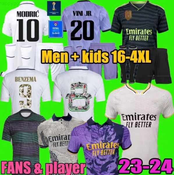 

benzema finals soccer jerseys 22 23 football shirt real madrids camavinga alaba modric valverde fourth camiseta men kids 2022 2023 uniforms, White;black