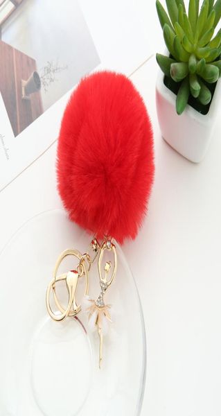 

new ballerina girl fluffy imitated rabbit fur ball key chain ballet girl car key ring decoration party gift for purse bag pr50019166921, Silver