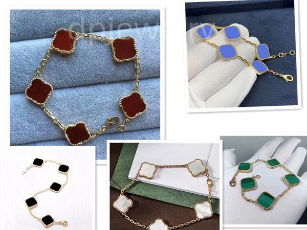 

925 silver Designer Lucky Elegant Charm Bracelet Cleef Fashion Vintage 5 motifs Bracelets Clover Leaf Necklace Luxury Design Wedding Jewelry Van 4/fou...