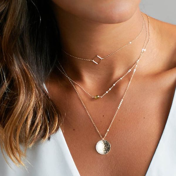 

pendant necklace design feeling necklace hollow square honeycomb pendant handmade necklace diamond beads chain wholesale cool accessories pe, Silver
