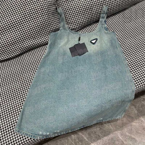 

plus size dresses designer metal badge denim vest for women designer fashion skirts summer sleeveless girls dress 7xfe ztgy, Black