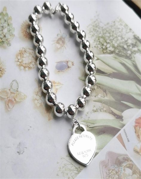 

fashion silver heart card 8mm round beads ladies bracelet jewelry holiday gift 2009259219669, Black