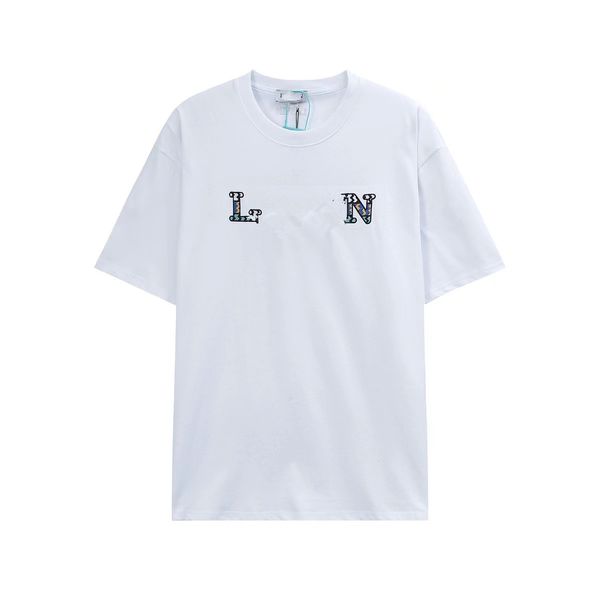 

2023 new men's t-shirts mens womens shirt cotton lanvins hand painted luxury ink splash graffiti letters summer loose sleeve round nec, White;black