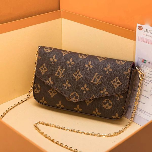 

luxurys designers handbag pochette felicie evening bag embossing genuine leather handbags shoulder handbag clutch tote chain messenger shopp