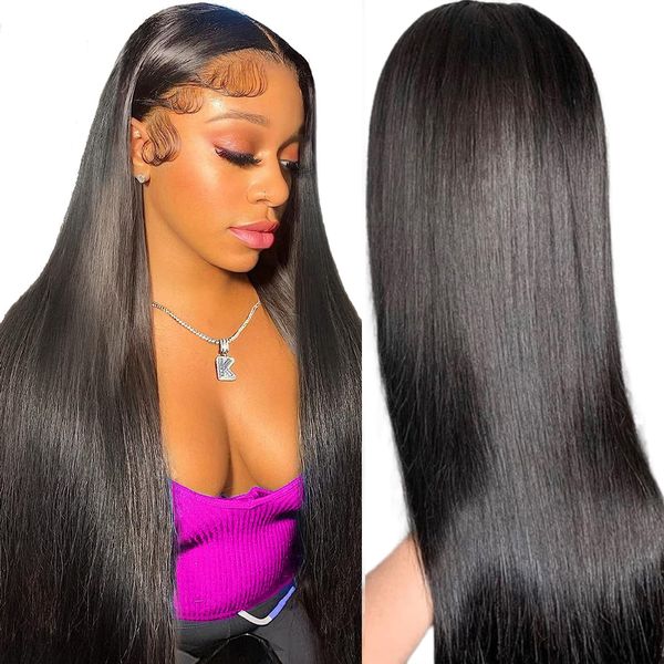 

glueless hd lace human hair wigs hd lace wig 13 x 4 straight lace front wigs human hair brazilian wigs, Black;brown