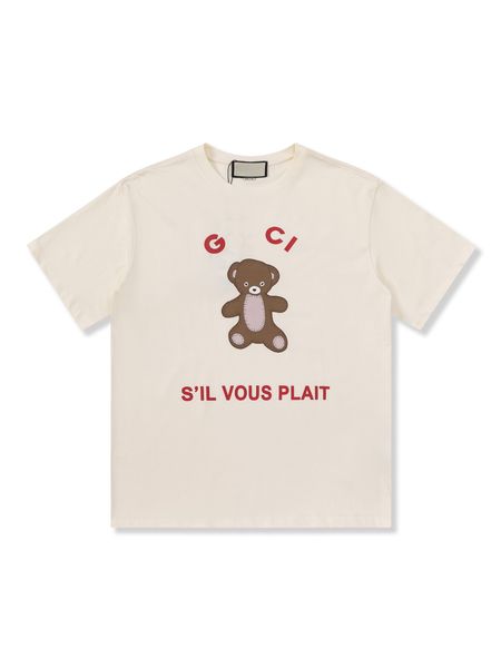 

fashion brand designer stitching bear men's t-shirt, White;black