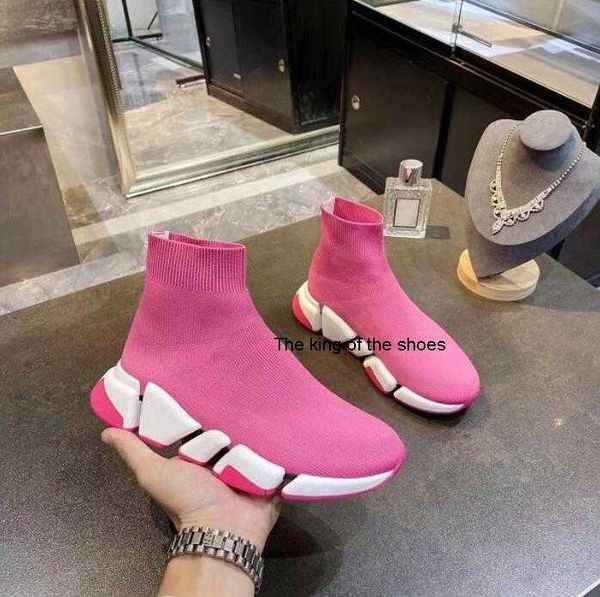 

designer men socks shoes woman casual shoes 2023 fashion sock boots male sports shoe knitted elastic with box size 35-45 shoe, Black