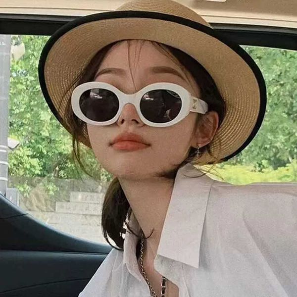 

oval 2022 new fashion small frame personality makaron sunglasses, White;black