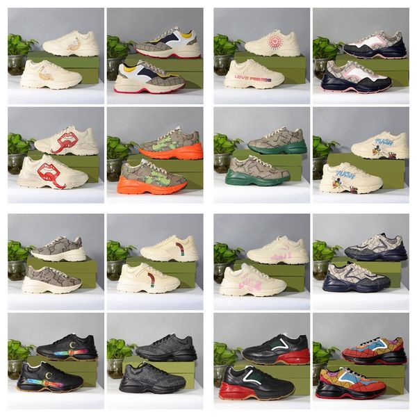 

2023 sneaker designer shoes men casual shoes platform sneakers women rhyton shoe vintage trainers strawberry black white rubber trainer