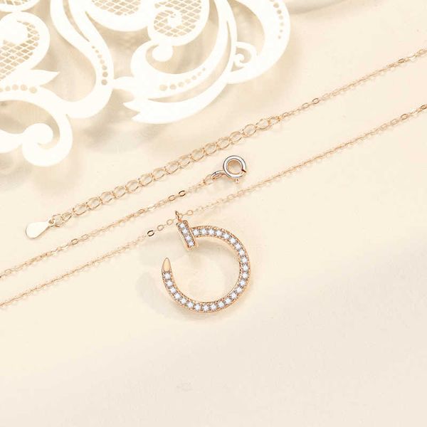 

yl2j internet celebrity s925 sterling silver full diamond nail necklace with female hook and pendant two sides wearing ornaments a small des, Black