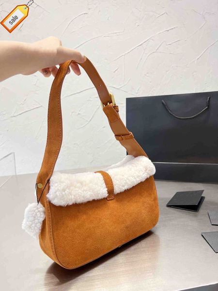 

brand designer shoulder bags tote women's wool thread patchwork leather underarm crossbody bag multi-functional adjustable fashion hand