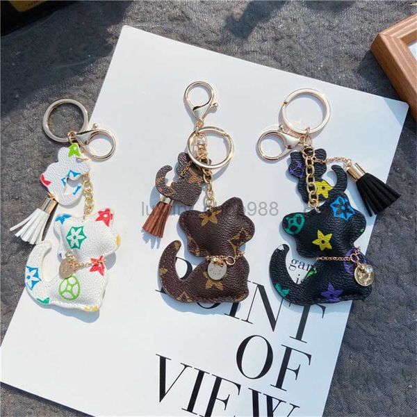 

cat diamond design car keychain favor flower bag pendant charm jewelry keyring holder for men gift fashion pu animal key chain accessories, Silver