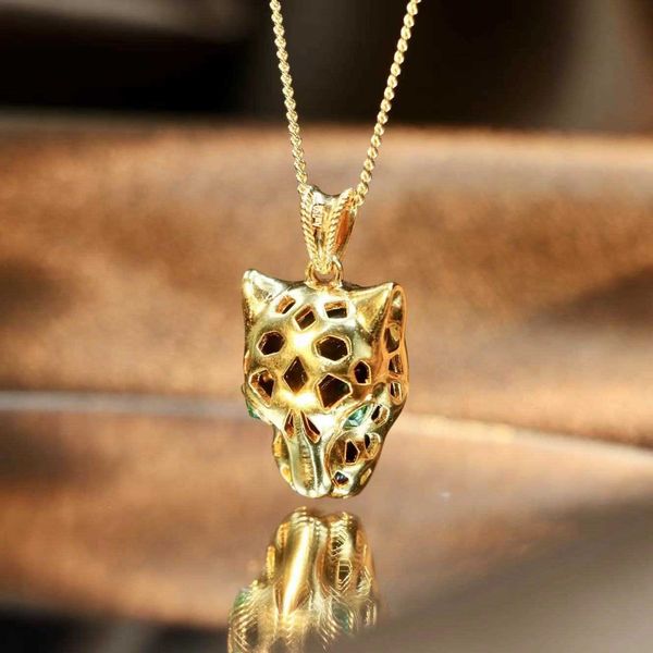 

eller 18k gold necklace au750 leopard head pendant carti light luxury, Silver