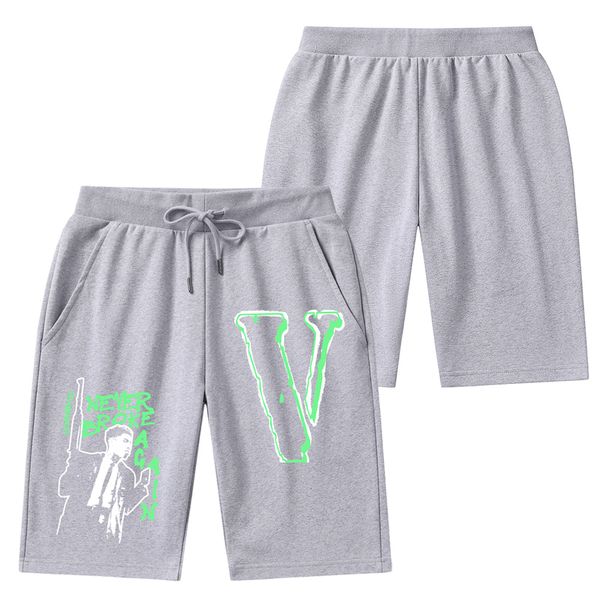 

men's shorts vlone five minutes of pants shorts summer wear the carp loose cotton letter shorts male countries tide hip-hop sport leisu, White;black