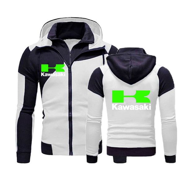 

2023 new style kawasaki motorcycle logo men hoodie casual harajuku sweatshirt sportswear man fleece warm zip hoody men clothing, Black