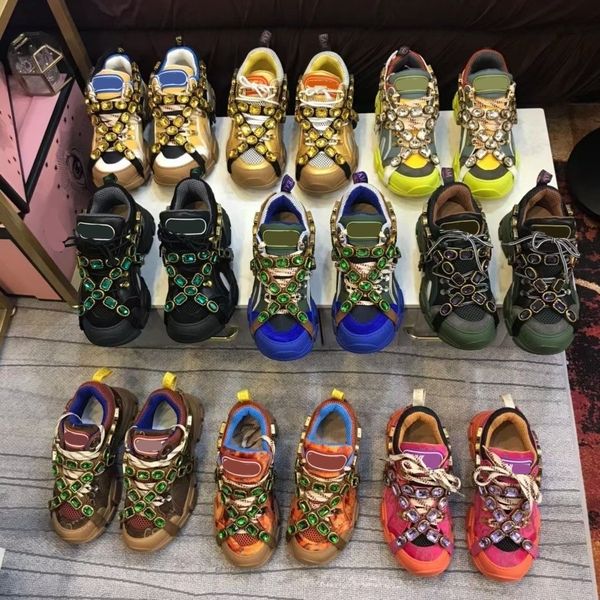 

flashtrek designer sneakers rhyton casual shoes brand vintage platform shoes men women multicolor running sneaker size 35-45 03, Black