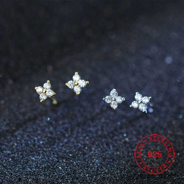 

stud real sterling silver stone paved tiny girl stud earrings with stamped s925 women gold mini wedding gift jewelry in china r230619, Golden;silver