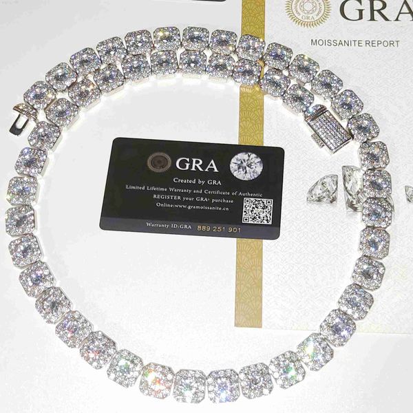 

fashion jewelry necklaces custom hip hop 13mm vvs moissanite 925 sterling silver chain bling iced out men diamond necklace
