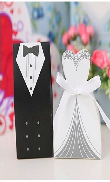 

bride and groom tuxedo and gown favor holders wedding gift bags party candy boxes supply 100pcs 50pairs 1765940