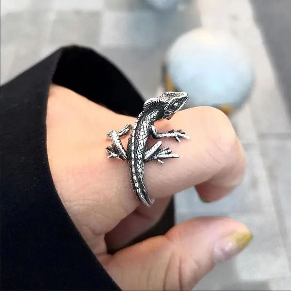 

mens small lizard open ring fashion jewelry, Golden;silver