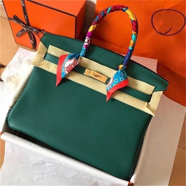 

totes 5a h brand birkins handbag leather bags 2020 striped head leather bag peacock green gold buckle hand vlqkqq qq